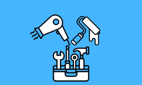 An icon with various tools and appliances