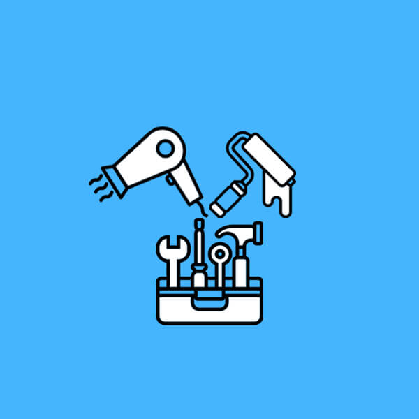 An icon with various tools and appliances