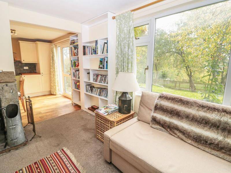 Room interior with window onto garden