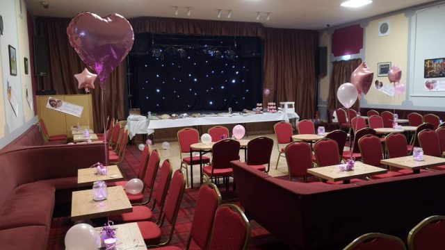Function room interior with balloons