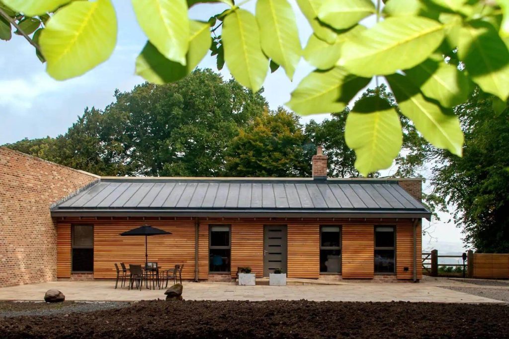 Wooden building among trees