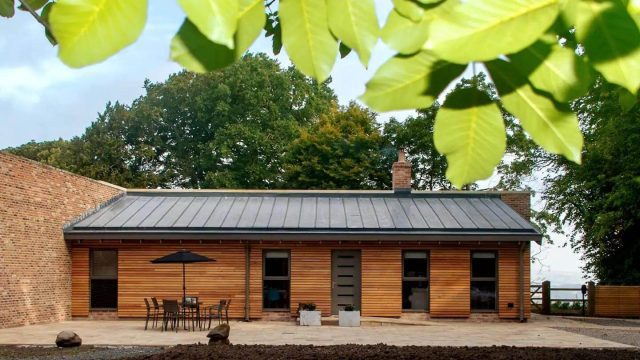 Wooden building among trees