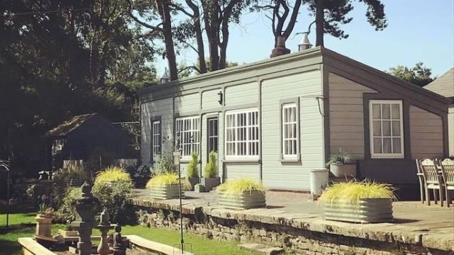 Wooden building in a garden