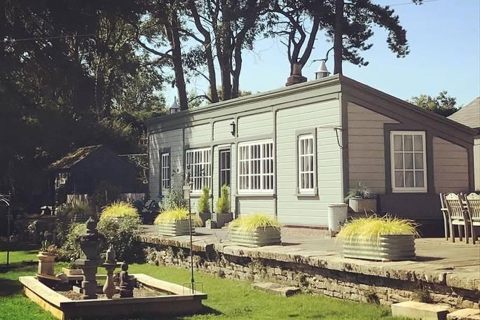 Wooden building in a garden